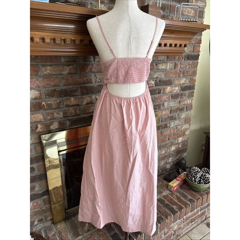 en saison Pink Pin Stripe Seersucker Dress Size Large Sundress - Picture 2 of 7
